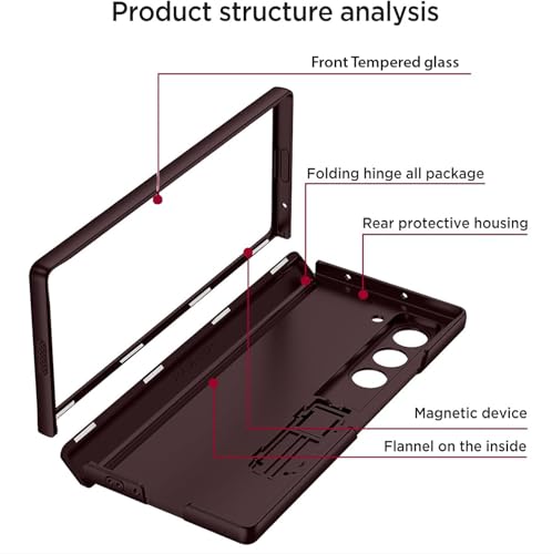 Image of Kapa Magnetic Hinge with Inbuilt Stand Case for Samsung Galaxy Z Fold 6 | Shockproof Stand Hybrid Bumper Back Cover (Wine Red)