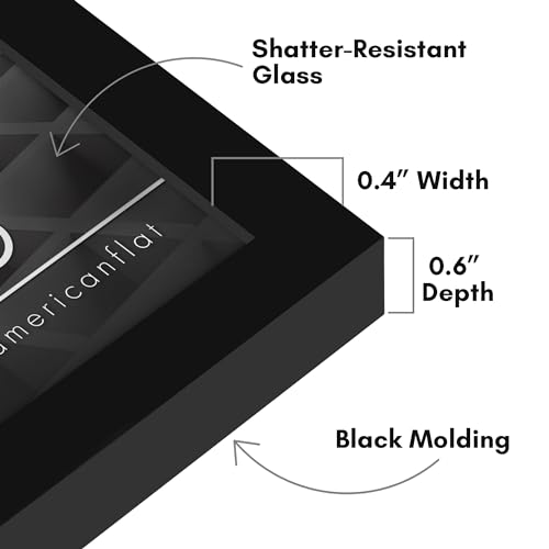 Americanflat 4x8 Picture Frame with Shatter-Resistant Glass - Streamline Collection - Thin Border Photo Frame for Tabletop and Wall Display - Hanging Hardware and Easel Stand Included - Black