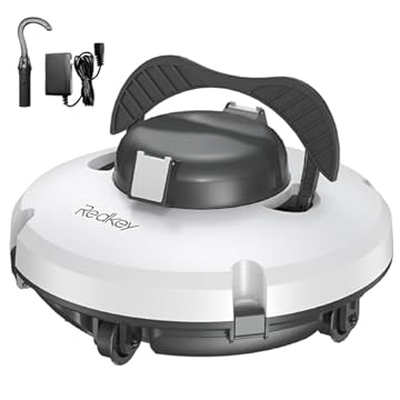 Redkey S100 Robot Piscina, 130 Minuti di Pulizia, Supera 18° di Pendenza, Batteria a Doppia azionamento, Parcheggio Automatico, Robot Piscine Fuori Terra per Piscina da 100 m²