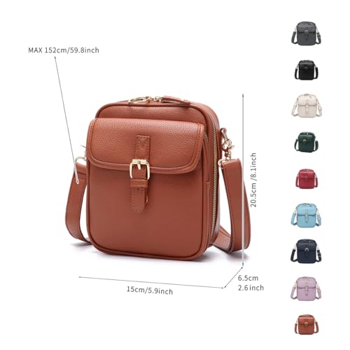 Urvash Crossbody Leather Bag - Vintage Layer Mini Crossbody Purse, Anti-Theft Women’s Casual Messenger Bag with Card Slots2