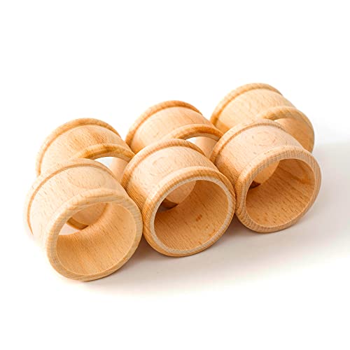 tuuli Kitchen 6 Stück Serviettenringe aus Holz Servietten Tischdeko für den Esstisch Φ 4,3 cm, Breite 3,2 cm
