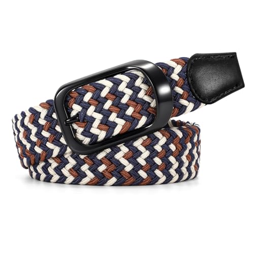 Image of JASGOOD Stretch Belt for Men, Men Women Elastic Woven Braided Belt 1 3 /8 Casual Belt Golf Belt for Jeans Pants
