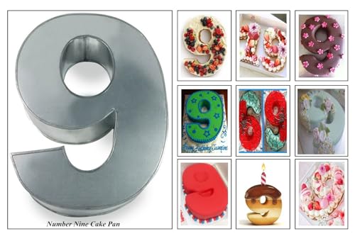 EURO TINS Small Number Nine 9 Wedding Birthday Anniversary Cake Baking Pan/Tin 10" X 8"