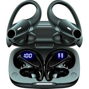 GOLREX Auriculares inalámbricos con cancelación activa de ruido Bluetooth, para deportes, color negro
