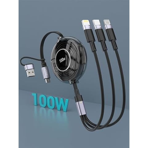 100W 6 in 1 Retractable Charging Cable Cover