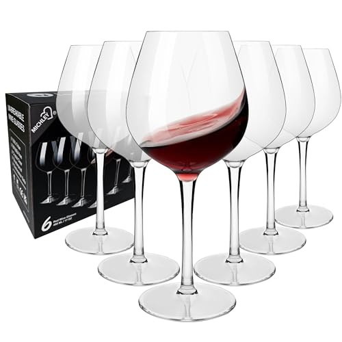 MICHLEY Unbreakable Red Wine Glasses 17 oz, Tritan Plastic Reusable Stemware for Indoor and Outdoor...