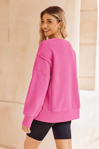 Zeagoo Women's Casual Sweatshirts Crewneck Long Sleeve Fuzzy Fleece Jackets Side Slit Midweight Pullover Fall Fashion 20253