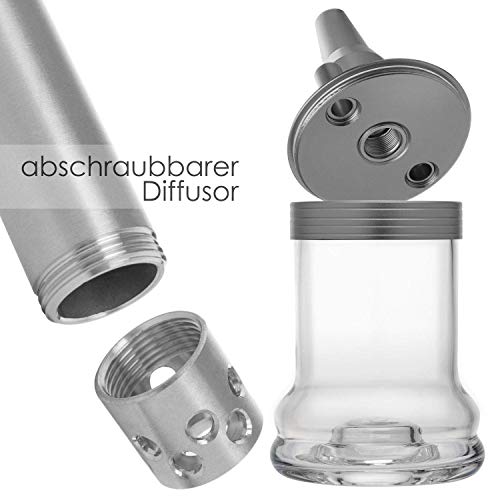 DILAW® Shot Shisha Aluminium Edelstahl 22cm Hookah to Go + LED Licht | Wasserpfeife | Kaminkopf | Komplettset… – Bild 7