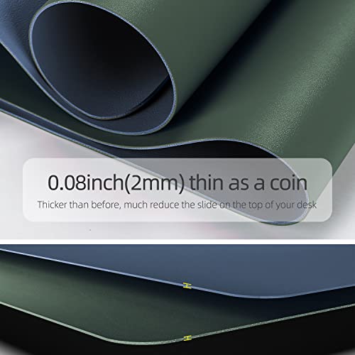 Image of YSAGI Dual-Sided Desk Pad Protector, 31.5 inch x 15.7 inch Desk Mat with Non-Slip - Waterproof PU Leather Office Desk Blotter for Mouse, Keyboard, Writing, Dark Green+Dark Blue