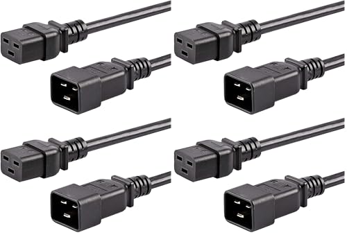 Câble d'alimentation IEC 320 C19 à C20 PremiumCord 1,5m 16A noir pour serveur - Lot de 4