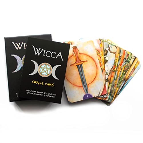 Wicca Oracle di Lunaea Wheaterstone Hard Box Set, 32 Carte Oracolo in Scatola Dura con Istruzioni Multilingue