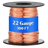 Therwen 100ft 22 Gauge Copper Wire for Gardening, Electroculture, Bonsai, Jewelry Making Beading DIY Craft Pure Bare Copper Wire Spool(0.024'' Diameter)