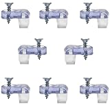 Glass Panel Retainer Clips 8-pk, Made in The USA [Choose Your Offset] - for Curio/China/Kitchen Cabinets, Window Inserts, Mirror Hanging - w/Soft Bumper & Screw [9/32' Offset]