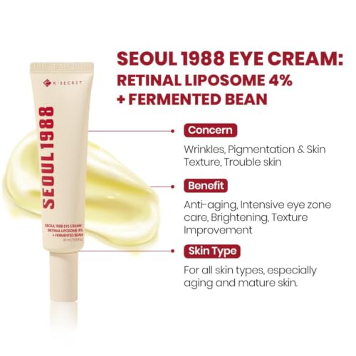 K-SECRET SEOUL 1988 Retinal Augencreme | Anti-Aging face cream mit 4% Retinal-Liposomen | Niacinamid, Bakuchiol, fermentierte Bohnen | Koreanische Hautpflege, 30 ml / 1,01 fl oz