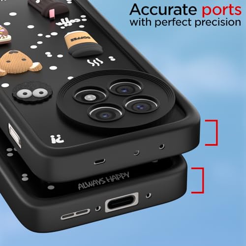 Image of Pikkme Back Cover for OnePlus 13R 5G | Cute Fun Cartoon 3D Bear Silicone Full Body Protection Bumper Case (Black)