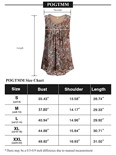 Pogtmm Womens Summer Casual Tank Tops Dressy Loose Fit Lined Ditsy Floral Printed Sleeveless Chiffon Camisole Tops Blouse (Brown Floral, Large) #TOP5