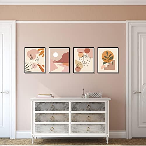 9 Pieces Abstract Wall Art Minimalist Wall Art Prints Minimalist Boho Wall Art Abstract Line Art Woman Botanical Plant Painting Abstract Wall Decor for Living Room Bedroom Kitchen Office, Unframed
