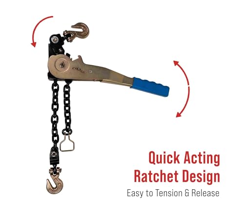 Image of Mytee Products (2 Pack) 1 /4 inch - 5 /16 inch EZ Ratchet Chain Binder with Grab Hooks & 2500 lbs WLL - Grade 70 Heavy Duty Tie Down Ratchet Load Binder for Flatbed Trailers & Trucks
