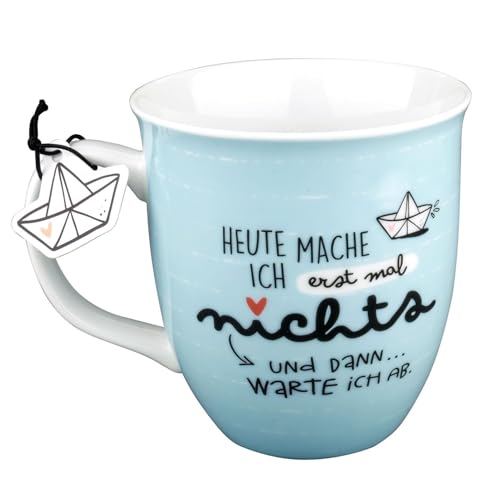 H:)PPY life 46259 Tasse mit Spruch Heute mach ich erstmal nichts, Geschenk, Porzellan, 40 cl - 3