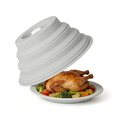 Foldable Microwave Splatter Cover with Steam Vents – Multi-Functional Anti-Oil Dust Lid, BPA-Free...