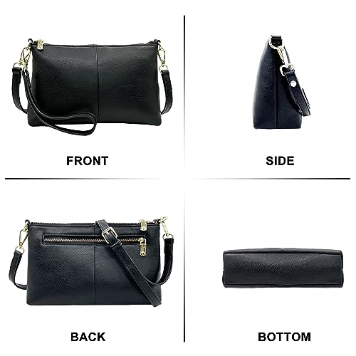 Small Crossbody Clutch Purses Bags for Women Wristlet Wallet Vegan Shoulder Handbags Guitar Strap + Leather Strap2