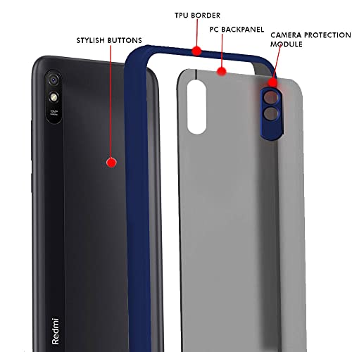 Image of TheGiftKart Basic Case for Xiaomi Redmi 9A 9i Sport (Polycarbonate, TPU Blue Bumper)