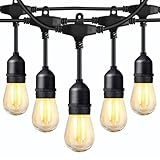 BRIMAX Outdoor String Lights 49FT Heavy Duty Commercial Grade Waterproof String Lights, 15 E27 Sockets, 15 Shatterproof LED Bulbs (2W Warm White), Garden Light for Patio, Backyard, Cafe