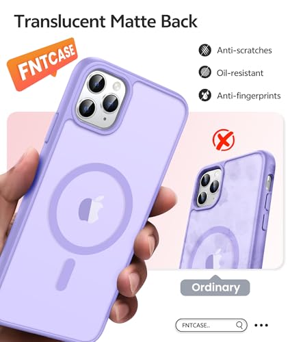 Image of FNTCASE for iPhone 11 Pro Case: [Compatible with Magsafe] Translucent Matte Magnetic Phone Cover - Military Grade Drop Protection Shockproof Protective for iPhone 11Pro 2019 Cases - Light Purple
