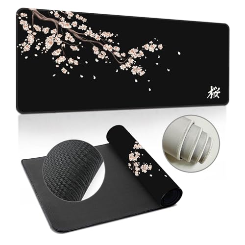 Tapis de souris XXL Sakura noir pour éliminer la fatigue et les glissements