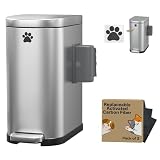 Picture of organizelink Dog Poop Trash Can Outside with Odor Control Lid & Step Pedal, 3.2Gal Stainless Steel Outdoor Trash Can, Waterproof Dog Waste Container Station - Includes Carbon Filters & Paw Stickers