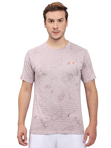 Image of TECHNOSPORT Men Polyester Regular Fit Half Sleeve Jacquard T-Shirt with Double Cool, Quick Dry & Anti Microbial for Sports, Running & Casual Use