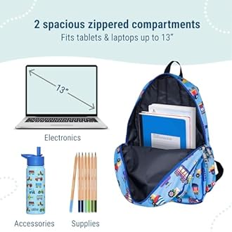 Wildkin Men's 15 Inch Backpack Preschool Kindergarten And Elementary School Patterns Coordinate With Our Lunch Boxes And Duffel Bags