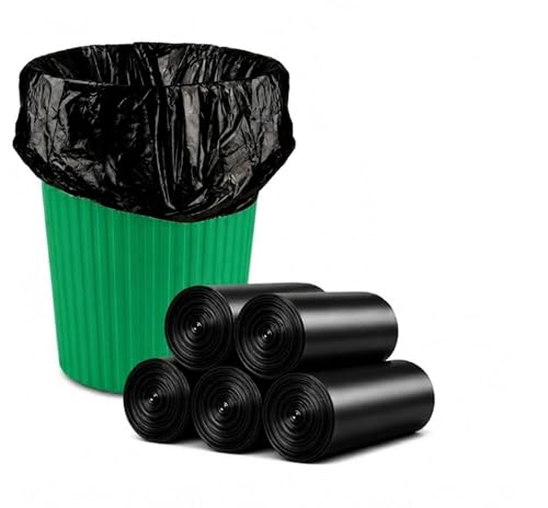 Image of Small Black Garbage Bags 17x19 Inch Trash Bags for Dry & Wet Waste, 150 Bags (5 Roll)
