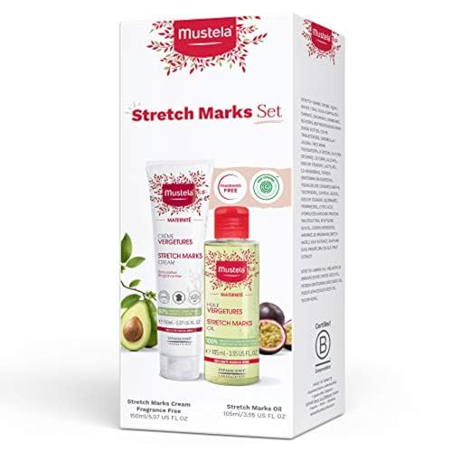 Image of Mustela Maternity Stretch Marks Set - Natural Pregnancy Skincare - Contains Stretch Marks Cream & Belly Oil - EWG Verified & Fragrance-Free - 2 Items Set