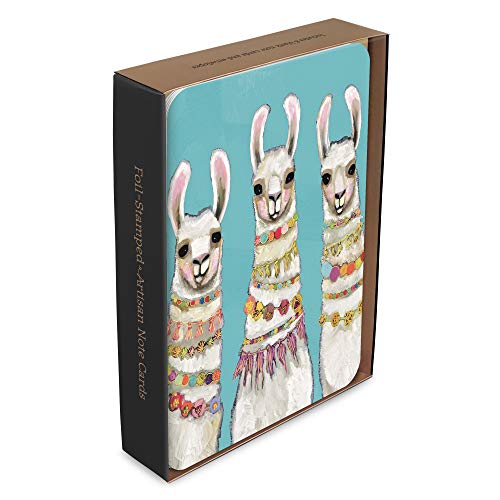 Image of Artisan Blank Note Cards by Studio Oh! - Eli Halpin Boho Llamas - Pack of 8 - 4.25 inch x 5.5 inch Printed Textured Art Paper Embellished with Foil Stamping Cards and Envelopes