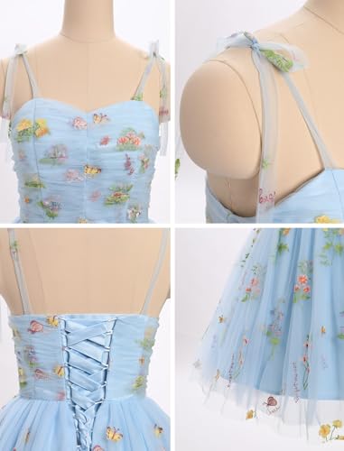 Robe à bretelles spaghetti en tulle à fleurs romantiques