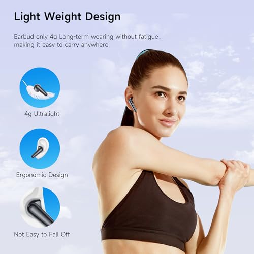 Image of CoolJumper Wireless Earbuds, 48 Playtime Headphones with Micphone, LED Display in Ear Earphones Clear Calls IPX7 Waterproof Running Earpiece Midnight Black