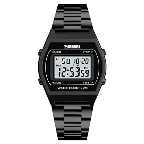 Preisvergleich Produktbild Qqzmd 1470 Herrenuhr, Damenuhr Neue Einfache Mode Nachtlicht Wecker wasserdichte Stahlband Elektronische Uhr (Gold) 3259 (Color : G)