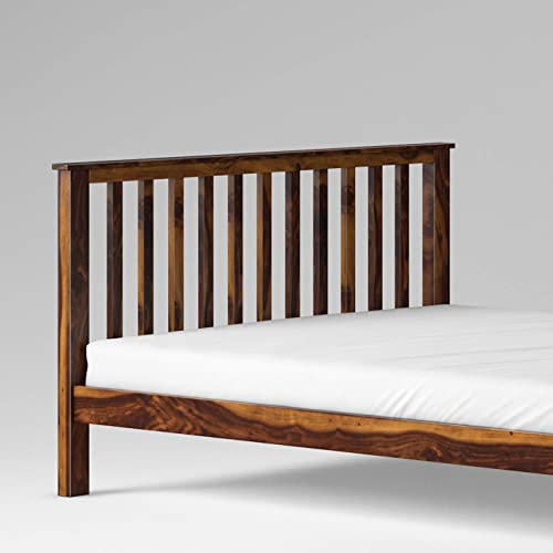Image of Sheesham Wood King Size Bed Without Storage for Bedroom Wooden Double Bed Cot Palang for Home & Hotels - (Honey Finish)