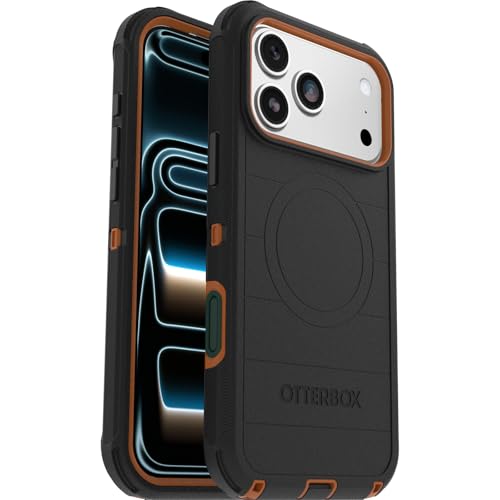 Image of OtterBox iPhone 17 Pro Max (Only) - Defender Series Case - Black Chateau (Black & Orange) - Snaps on MagSafe - Tough - Rugged & Durable