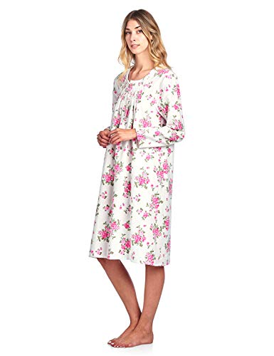 Casual Nights Women's Flannel Floral Long Sleeve Nightgown3