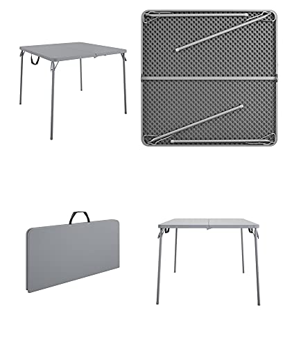 Image of CoscoProducts COSCO XL 38.5 inch Half Card w /Handle Indoor & Outdoor, Portable, Wheelchair Accessible, Camping, Tailgating, & Crafting Folding Table, Gray, 1-Pack,Grey