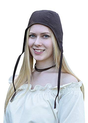Bonnet médiéval Battle-Merchant avec sangles de serrage pour costume historique