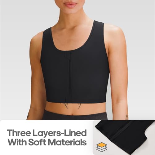 Transgender FTM Chest Binder Half Zip Up Binder Bra Breathable Breast Binder4