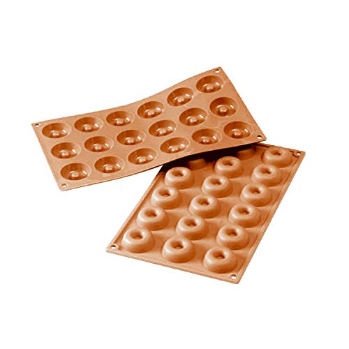 silikomart | SF010 Moule en Silicone pour monoportions SAVARIN, anti-adhérent, 18 cavités, Lot de 1 Moule à gâteau, Ø 41 h 12 mm, Fabriqué en Italie