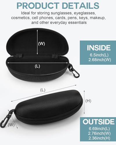 Image of Treela 24 Pcs Sunglasses Case Portable Travel Hard Shell Zipper Frame Summer Eyeglasses Case with Plastic Hook for Women Men