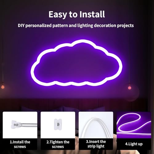 Image of Neon Strip Light, 16.4 feet, Flexible Silicone LED, IP65 Waterproof, with 12V Adaptor, for Bedroom, Gaming Room & Home Decor | 5 Meter | (Purple)