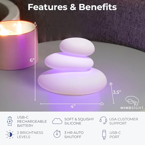 Image of Mindsight 'Breathing Buddha' Guided Visual Meditation | 3 Modes to Slow Your Breathing & Calm Your Mind | Stress & Anxiety Relief | Wellness Gift | Adults, Kids, Classrooms | USB Rechargeable