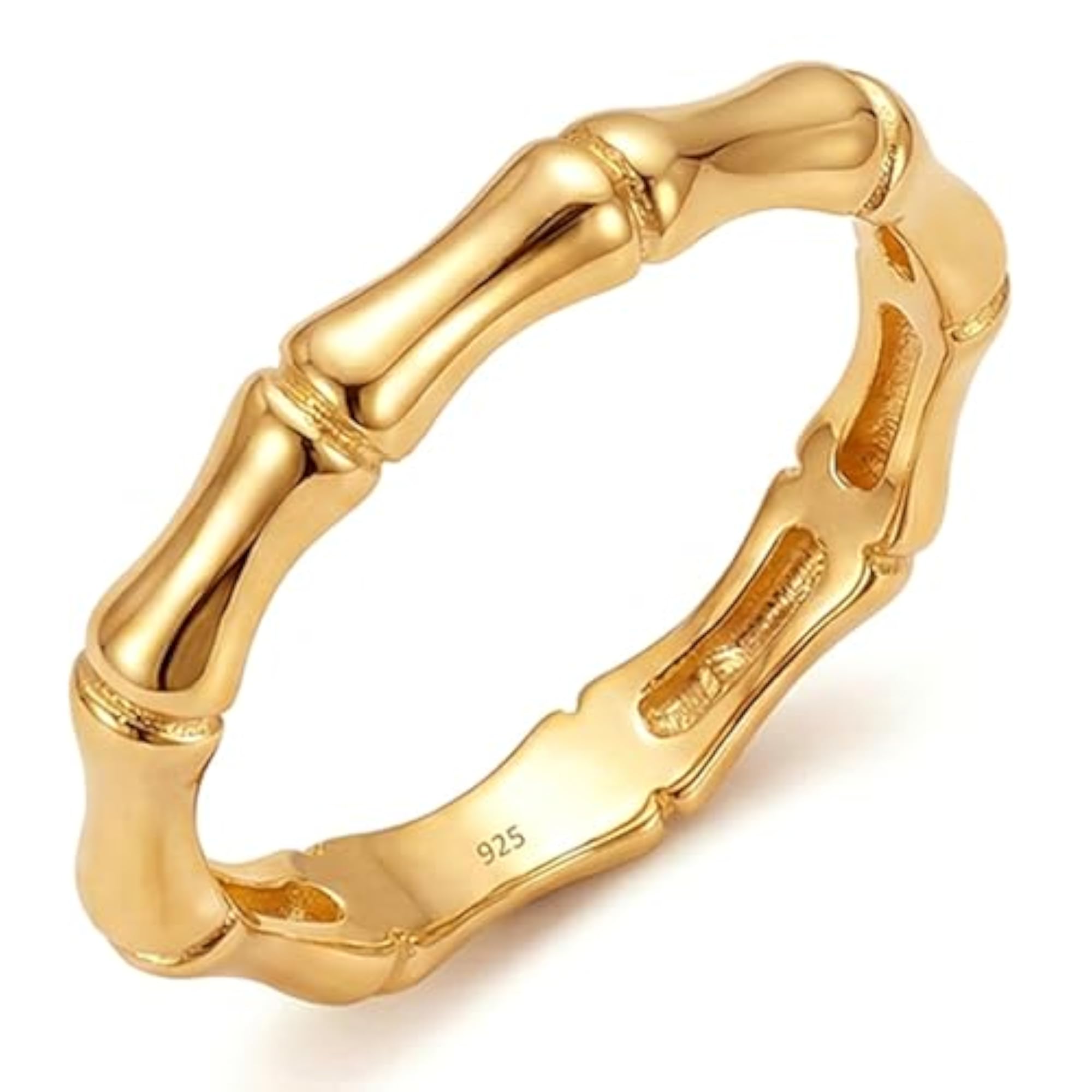 Women's 925 Sterling Silver Classic Bamboo Shaped Band Ring