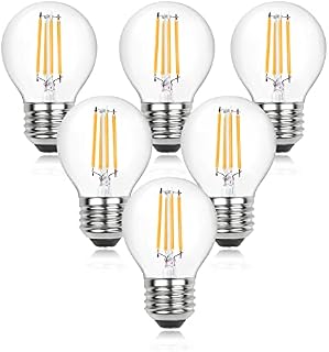 Luxvista E27 LED Golf Ball Light Bulb Dimmable, 4W G45 E27 Edison Screw LED Filament Light Bulb, 40W Equivalent, ES Vintage Clear Glass Mini Globe LED Bulb for Chandeliers (Warm White 2700K, 6-Pack)